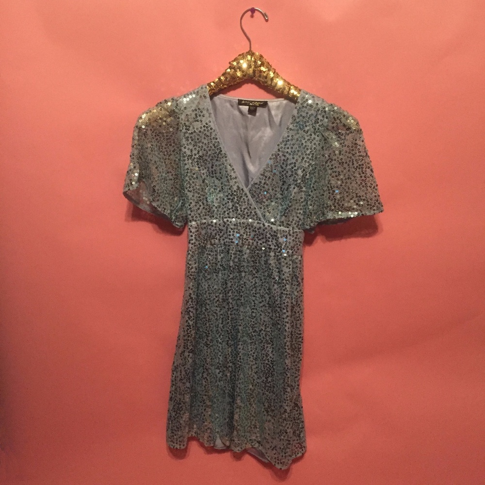 Betsey Johnson Blue Sequined Cocktail Dress